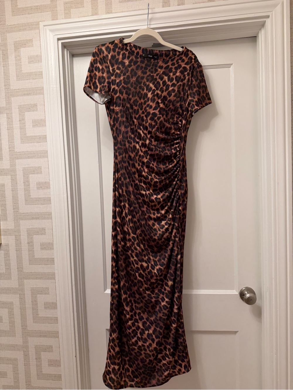 Mango Leopard Print Midi Dress - Brown/Black